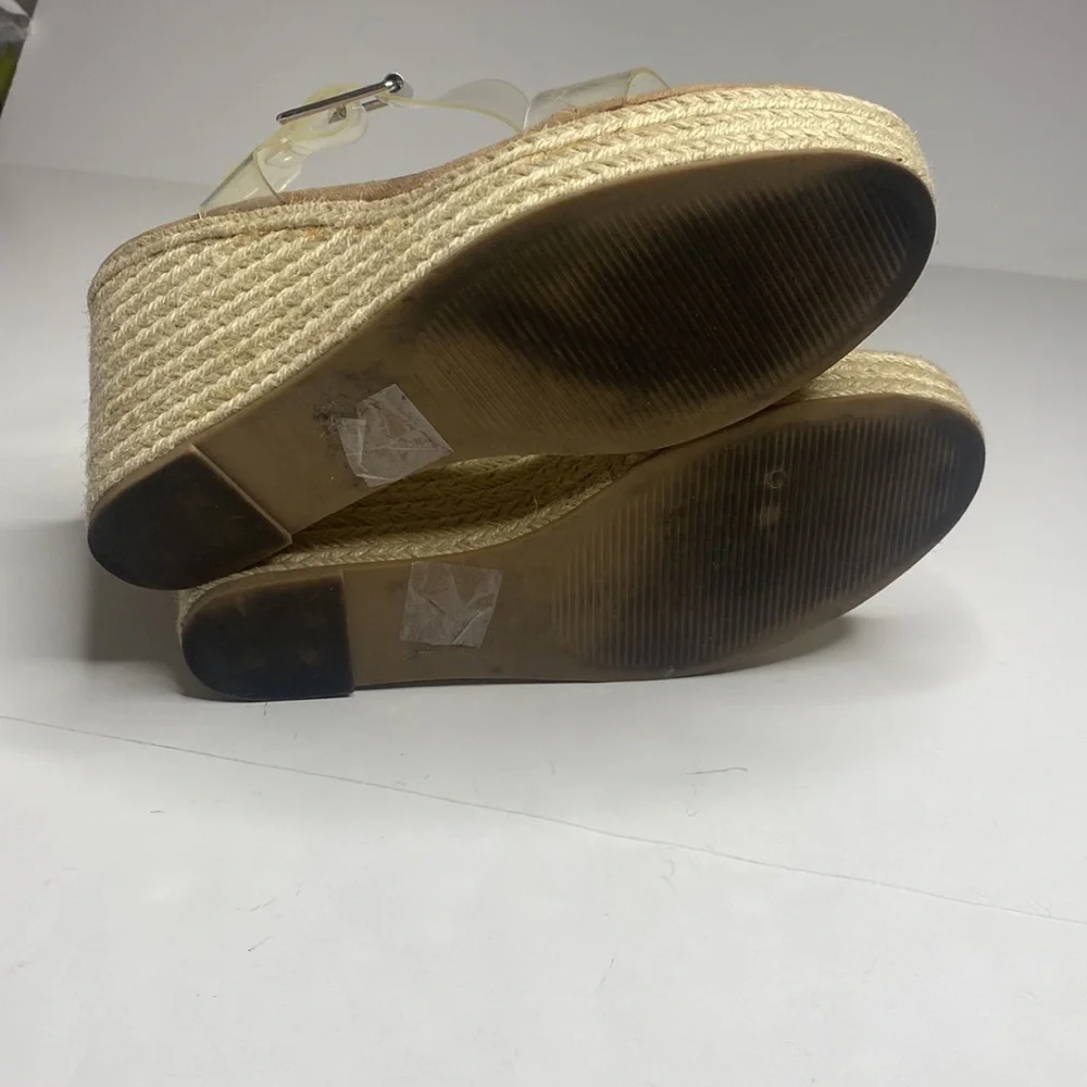 Steve Madden Womens Clear Strap Wedge Heels Open Toe Espadrille Sandals Size 10